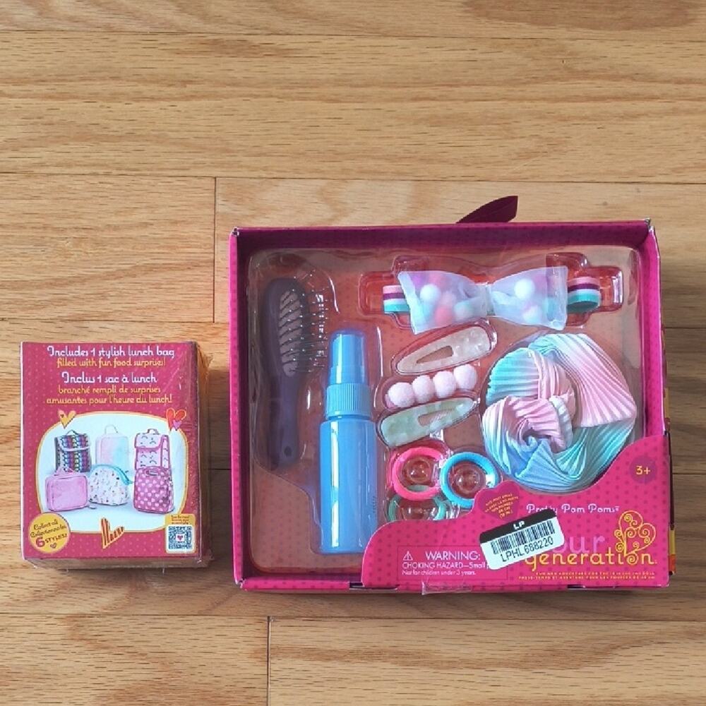 Our Generation Pretty Poms Poms + Surprise Lunch Bag NWT